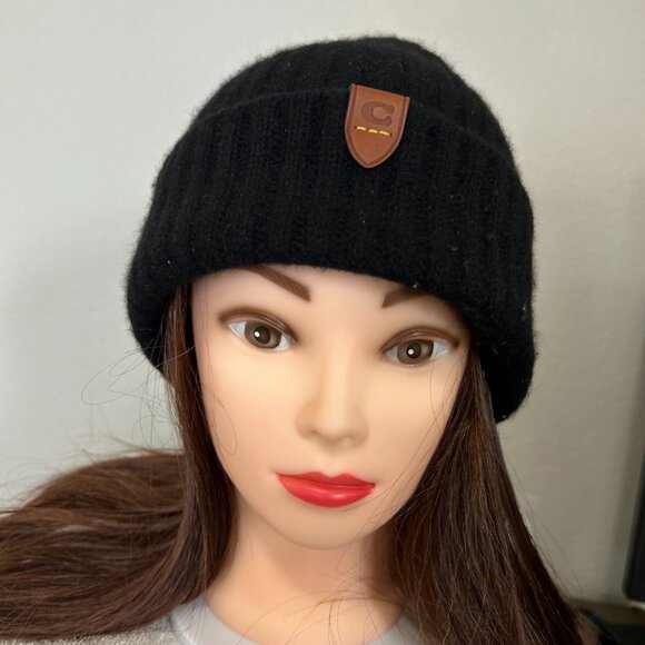 Never Worn Black COACH 100% Cashmere Beanie (Unisex OS) SKU 154 - Picture 5 of 5